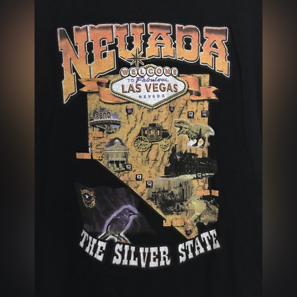 Nevada Las Vegas Vintage Mens XL The Silver State Black Cotton Shirt Acorn Tag